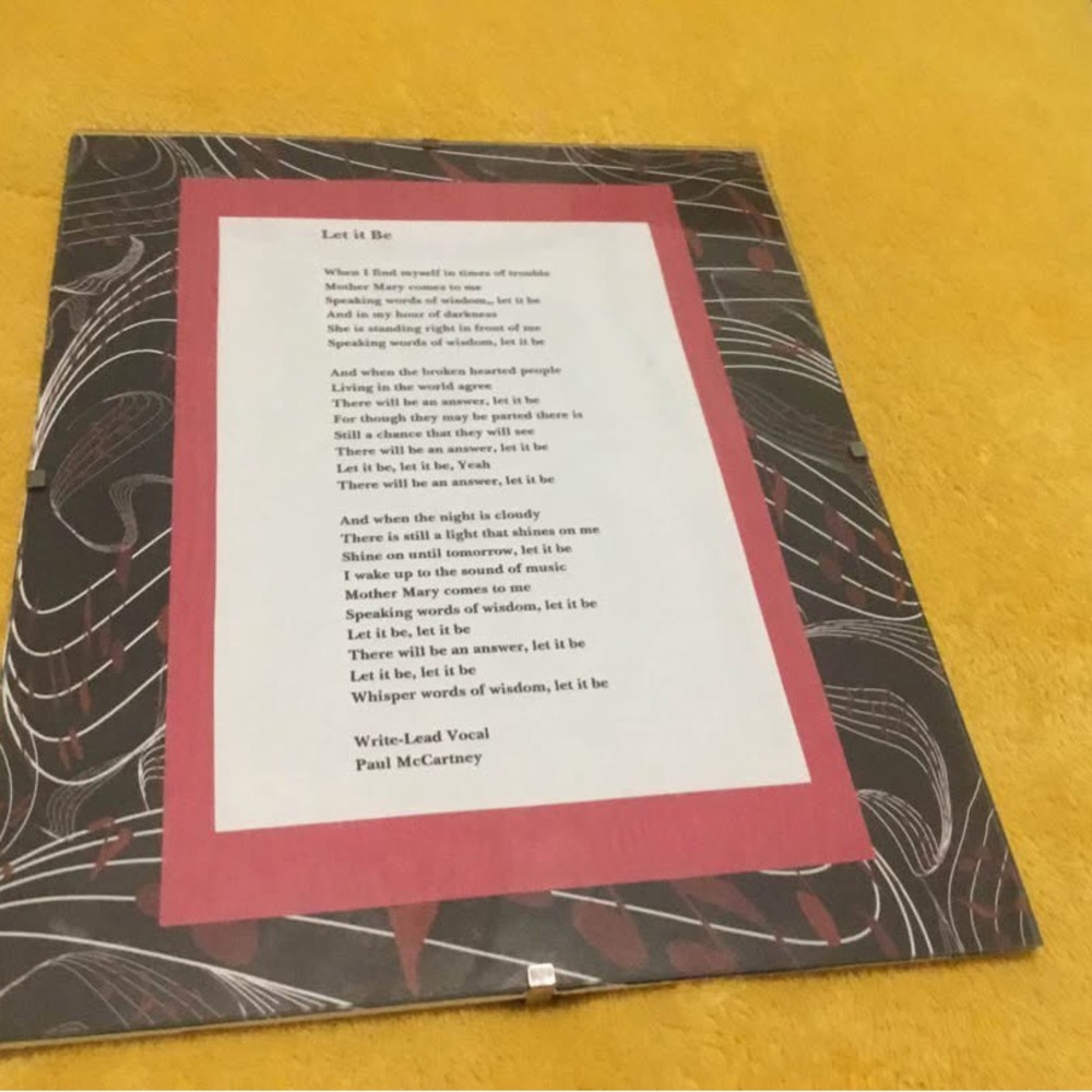 Let It Be Lyric Wall Art with Black and Red Accents